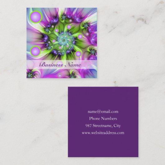 Kleurrijke spiraalvormige ronde vormen Abstracte f Vierkante Visitekaartje (Voorkant / Achterkant)