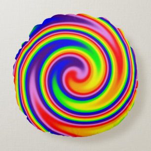 Kleurrijke spiraalwerveling regenboogkleuren vroli rond kussen
