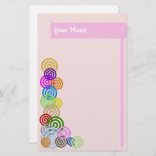 Kleurrijke spiralen briefpapier (Voorkant / Achterkant)
