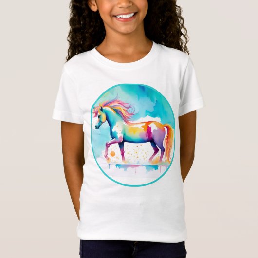 Kleurrijke Spirit Pony 12 Kind T-shirt (Voorkant)