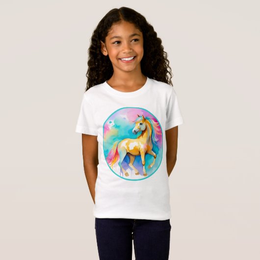 Kleurrijke Spirit Pony 13 Kinderen T-shirt (Voorkant volledig)