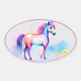 Kleurrijke Spirit Pony 2 Ovale Sticker