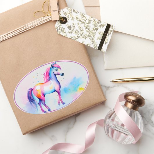 Kleurrijke Spirit Pony 2 Ovale Sticker (Geschenken)