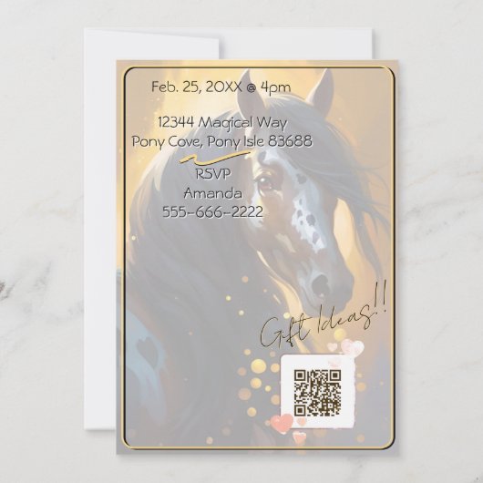 Kleurrijke Spirit Pony 64 Verjaardagsuitnodiging Kaart (Achterkant)