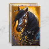 Kleurrijke Spirit Pony 64 Verjaardagsuitnodiging Kaart (Voorkant / Achterkant)