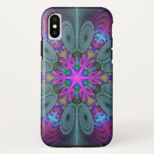 Kleurrijke spirituele fractal mandala kunst met ro iPhone x hoesje