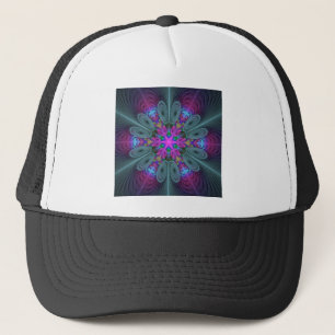 Kleurrijke spirituele fractal mandala kunst met ro trucker pet