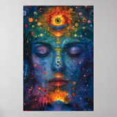 Kleurrijke Spirituele Geopende Derde Oog Vrouw Art Poster (Voorkant)