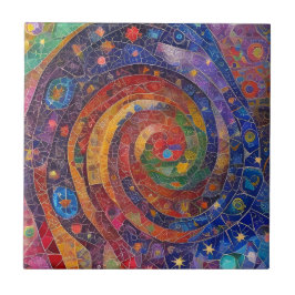 Kleurrijke Spirituele Vortex Swirl Regenboog Mozaï Tegeltje