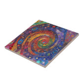 Kleurrijke Spirituele Vortex Swirl Regenboog Mozaï Tegeltje (Zijkant)
