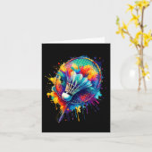 Kleurrijke Splash Art Badminton Player Shuttle Bad Kaart (Gele Bloem)