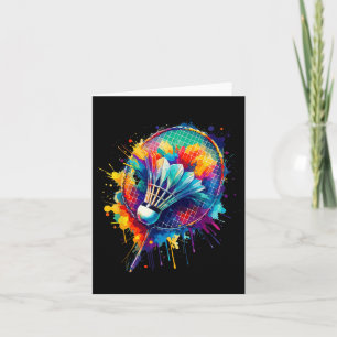 Kleurrijke Splash Art Badminton Player Shuttle Bad Kaart