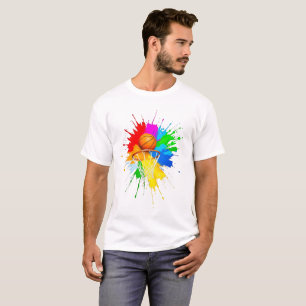 Kleurrijke Splash Art Basketball Design T-shirt