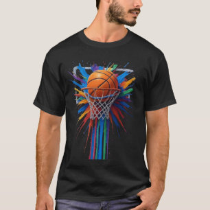 Kleurrijke Splash Art Basketball Design T-shirt
