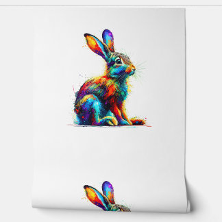 Kleurrijke Splash Art Jackrabbit Jackrabits Behang