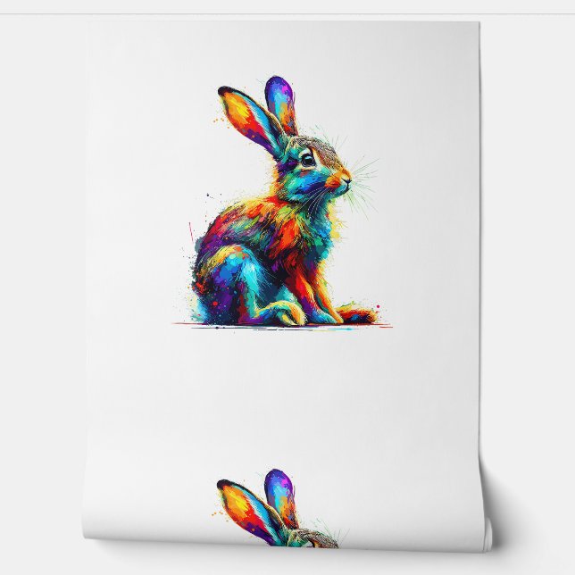 Kleurrijke Splash Art Jackrabbit Jackrabits Behang (Afrollen)