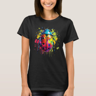 Kleurrijke Splash Art Ladybug Natuur Lover T-shirt
