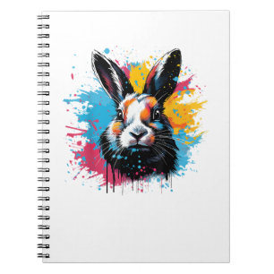 Kleurrijke Splash Art Schattigee Nederlandse Konij Notitieboek