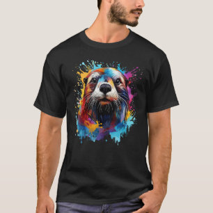 Kleurrijke Splash Art Zee Otter Animals Lover T-shirt