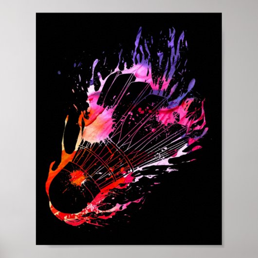 Kleurrijke Splash Badminton Shuttle Poster (Voorkant)