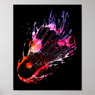 Kleurrijke Splash Badminton Shuttle Poster