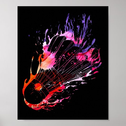 Kleurrijke Splash Badminton Shuttle Poster (Voorkant)