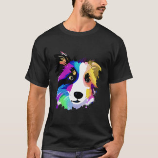 Kleurrijke Splash Border Collie Art Hond Eigenaar  T-shirt