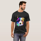 Kleurrijke Splash Border Collie Art Hond Eigenaar  T-shirt (Voorkant volledig)