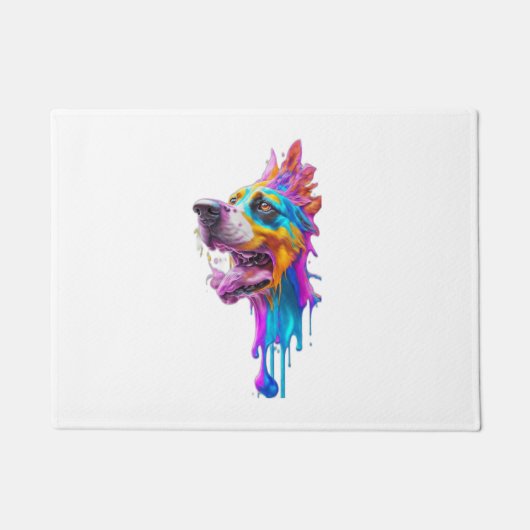 Kleurrijke Splash Dog grafische kunst Deurmat (Voorkant)