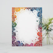 Kleurrijke Splash en Swirls Briefhoofd (Staand voorkant)