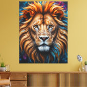 Kleurrijke splash schilderij leeuwenhoofd canvas afdruk (Insitu (Woonkamer))