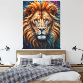 Kleurrijke splash schilderij leeuwenhoofd canvas afdruk (Insitu (Slaapkamer))