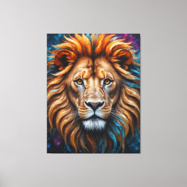 Kleurrijke splash schilderij leeuwenhoofd canvas afdruk