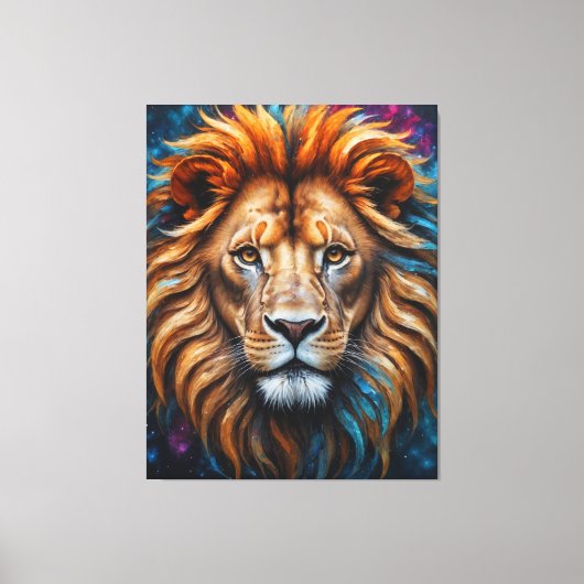Kleurrijke splash schilderij leeuwenhoofd canvas afdruk (Voorkant)