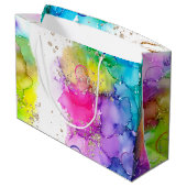 Kleurrijke Splash Waterverf Verjaardag Groot Cadeauzakje (Achterkant Gekanteld)