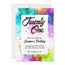 Kleurrijke Splash Waterverf Verjaardag