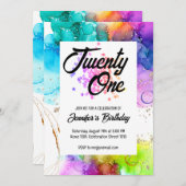 Kleurrijke Splash Waterverf Verjaardag Kaart (Voorkant / Achterkant)