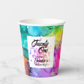 Kleurrijke Splash Waterverf Verjaardag Papieren Bekers (Voorkant)