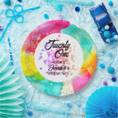 Kleurrijke Splash Waterverf Verjaardag Papieren Bordje (Feest)