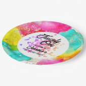 Kleurrijke Splash Waterverf Verjaardag Papieren Bordje (Gekanteld)