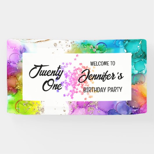 Kleurrijke Splash Waterverf Verjaardag Spandoek (Horizontaal)