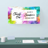 Kleurrijke Splash Waterverf Verjaardag Spandoek (Beurs)