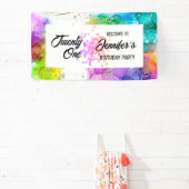 Kleurrijke Splash Waterverf Verjaardag Spandoek (Insitu)