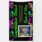 Kleurrijke Splatter Art Photo Afstuderen Banner Si (Verticaal)