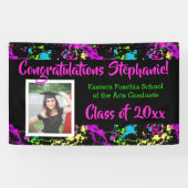 Kleurrijke Splatter Art Photo Afstuderen Banner Si (Horizontaal)