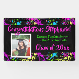 Kleurrijke Splatter Art Photo Afstuderen Banner Si