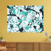 KLEURRIJKE SPLATTER L V - Actie schilderen -Abstra Canvas Afdruk (Insitu (Woonkamer))