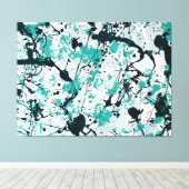 KLEURRIJKE SPLATTER L V - Actie schilderen -Abstra Canvas Afdruk (Insitu (Houten vloer))