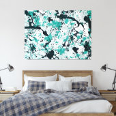 KLEURRIJKE SPLATTER L V - Actie schilderen -Abstra Canvas Afdruk (Insitu (Slaapkamer))