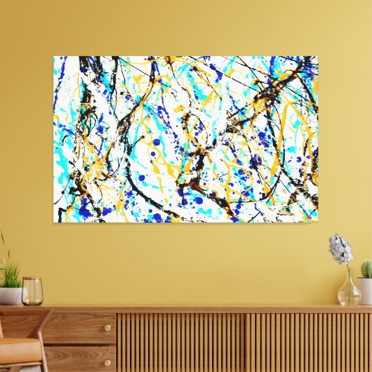 KLEURRIJKE SPLATTER LIX - Actie schilderen -Abstra Canvas Afdruk (Insitu (Woonkamer))